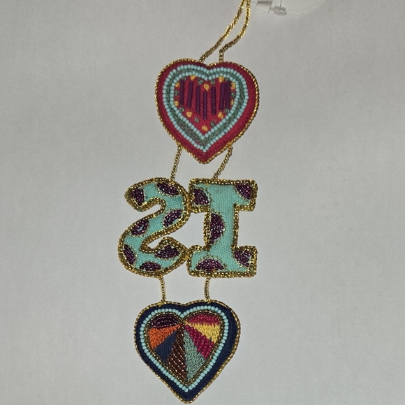 Anthropologie Beaded Heart and Letter Hanging Decor Ornament Love Is Love NWT - Picture 6 of 6